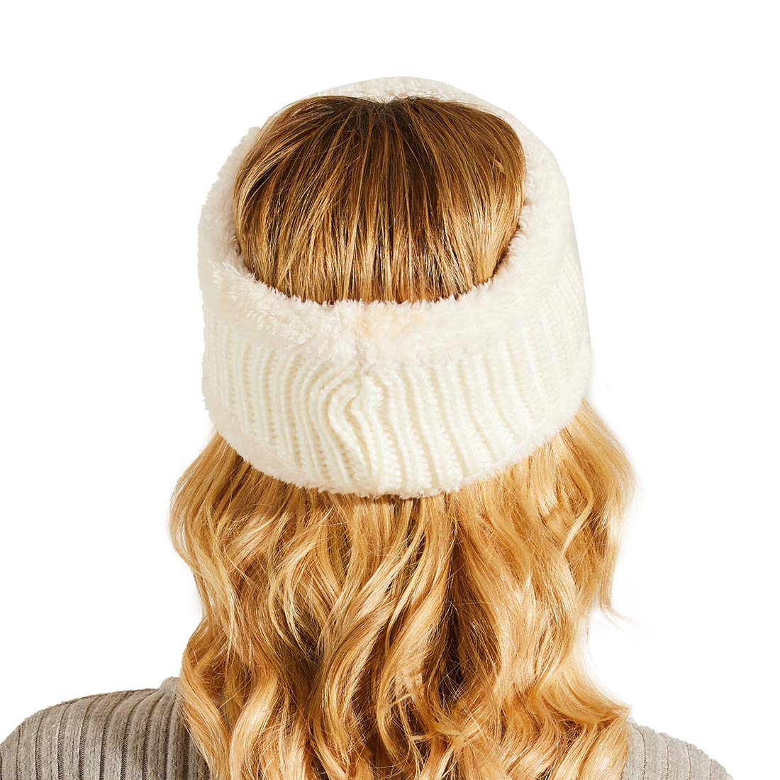 Womens Cable Knit Headband 900903 Winter Fleece Lined Headwrap,Soft