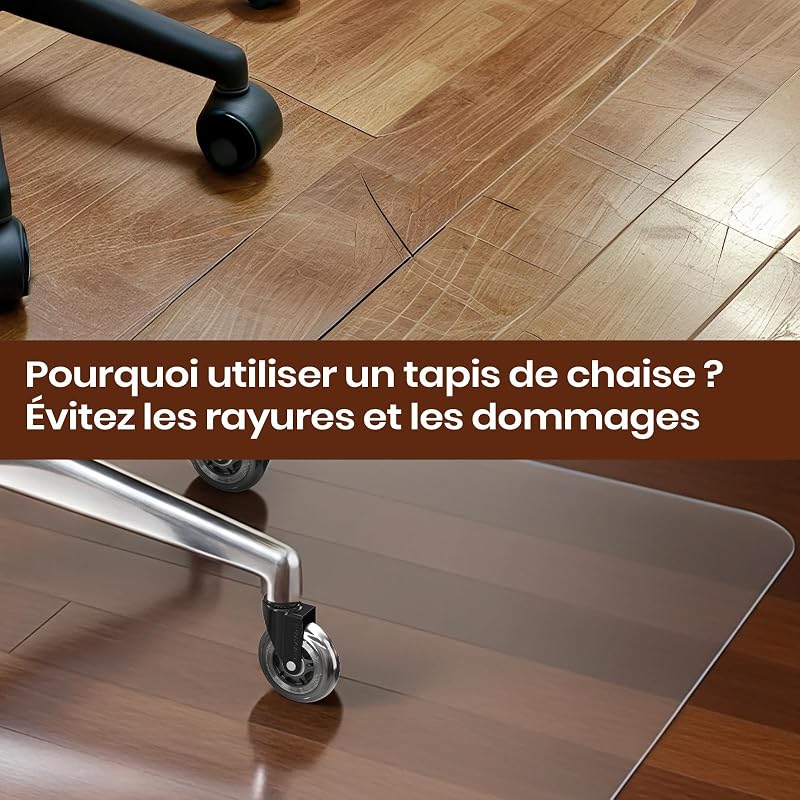 Tapis Chaise de Bureau Transparent PVC, Tapis Protection Sol Chaise Bureau, protège parquet Chaise roulettes, 100x120cm