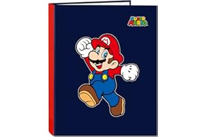 Super Mario World – Folder with 4 Rings, Ideal for Children of Different Ages, Comfortable and Versatile, Quality and Resista
