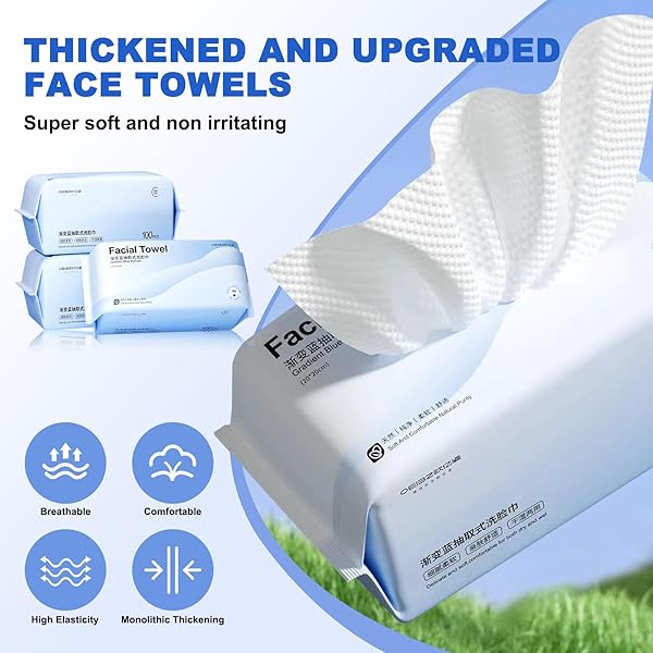 100 COUNT DISPOSABLE FACE TOWEL,SOFT COTTON FACIAL DRY WIPES, MULTI-PURPOSE FOR SKIN CARE, MAKEUP REMOVER, FACE WIPES AND FACIAL CLEANSING