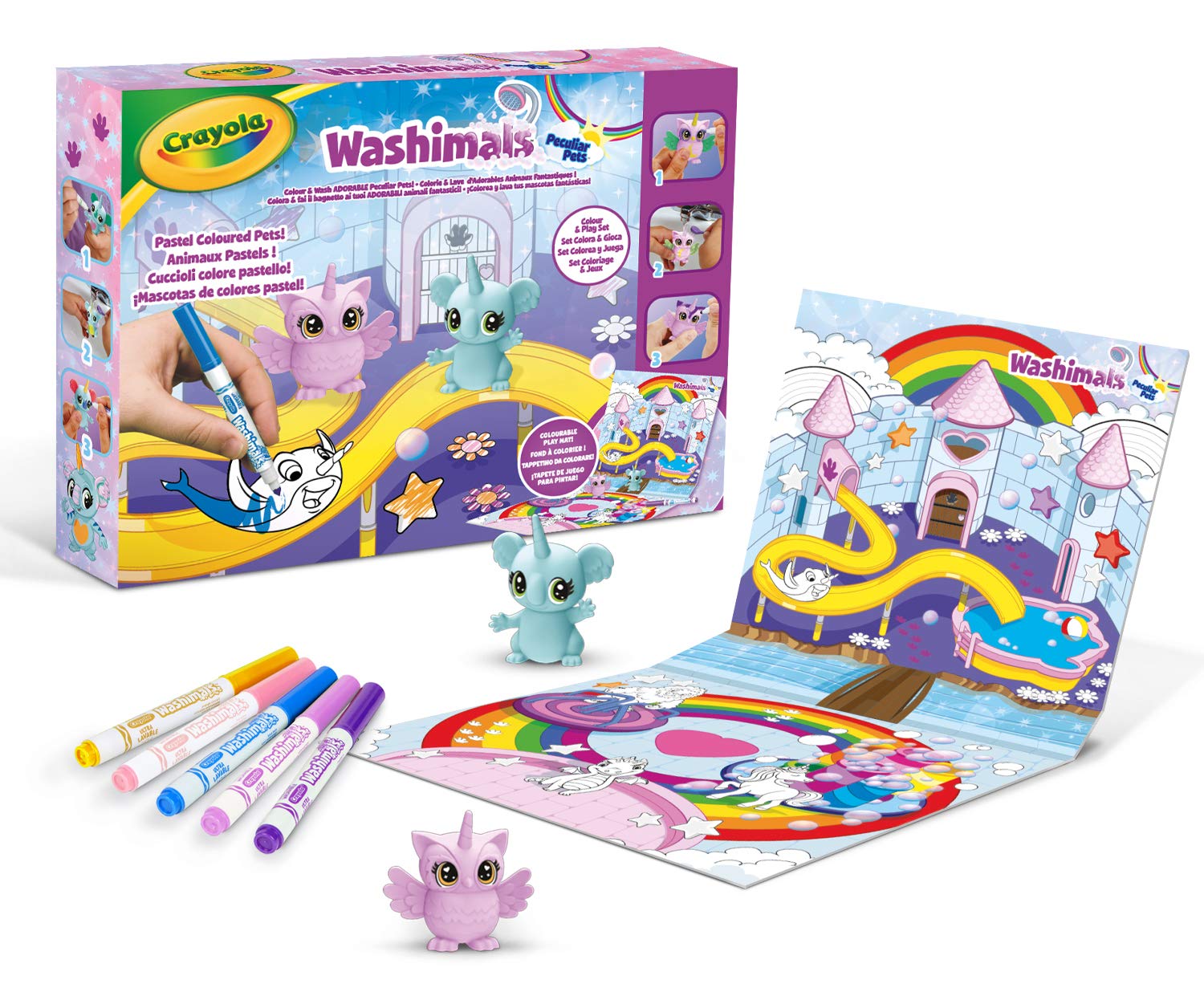 CRAYOLA - Washimals-Peculiar Pets Colouring & Play Set, for Colouring and Bathing for Puppies, Toy and Gift for Children, from 3 Years, 74-7435