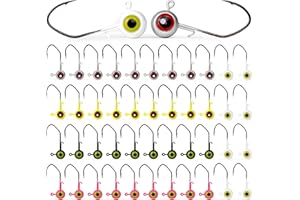 OJYDOIIIY 40-Pack Crappie Jig Heads for Fishing - 5 Colors Kit for Panfish, Walleye, Bass 1/32, 1/16, 1/8oz