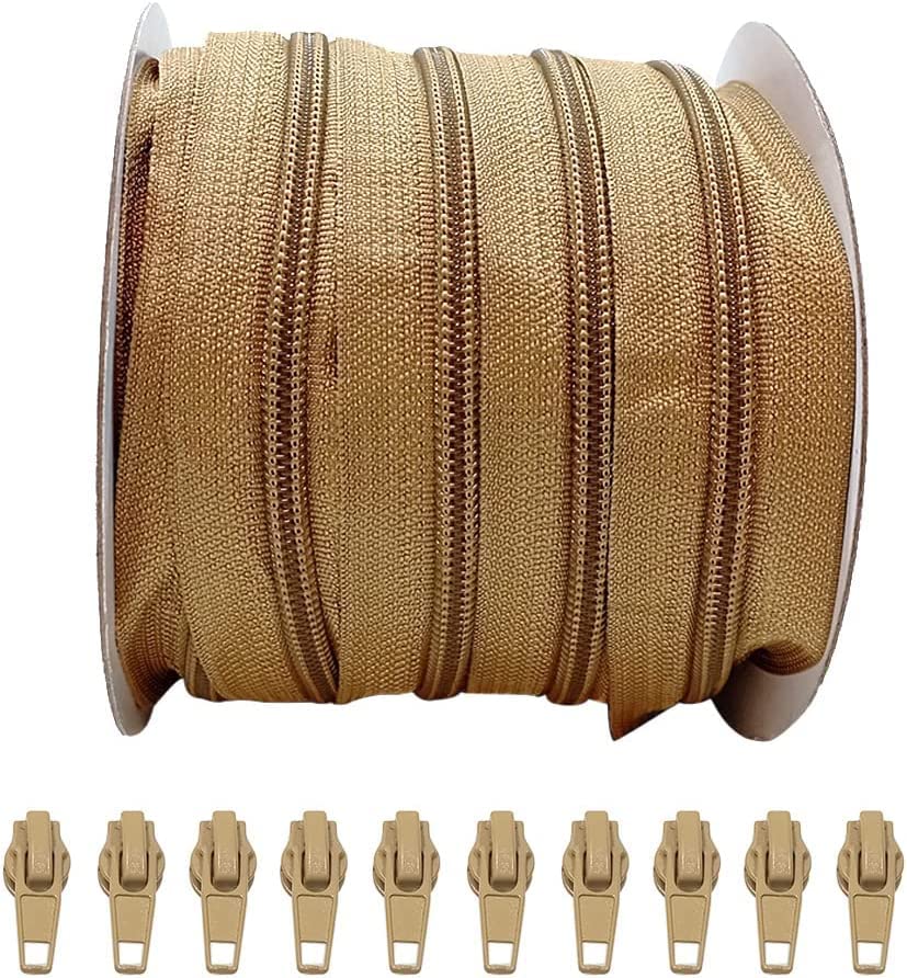 1M/Roll Continuous Zipper Nylon 3#, with 3 Auto Metal Sliders for Sewing, (1M, 3465)