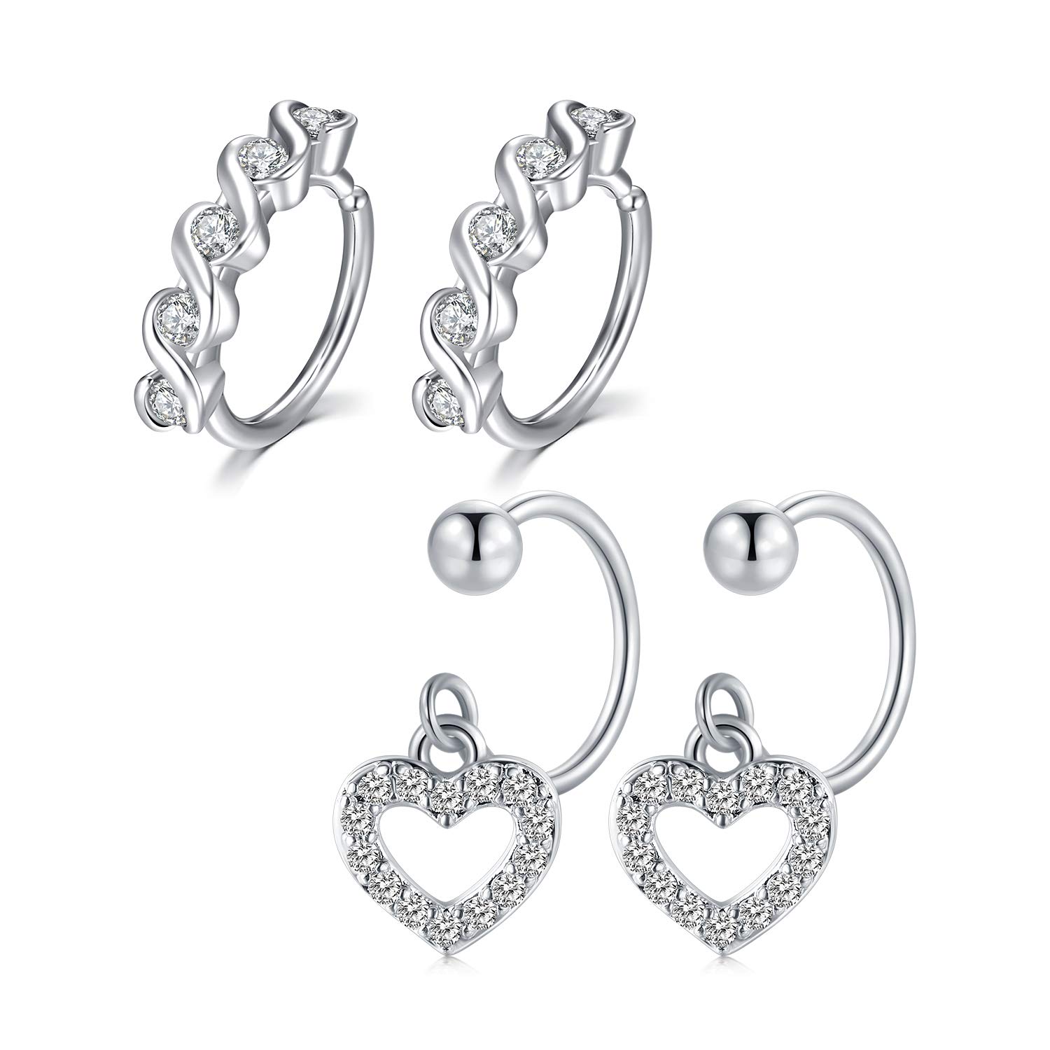 JFORYOU 18 Gauge Helix Cartilage Tragus Earrings Hoope Surgical Steel Daith Earrings Piercing Jewelry Heart CZ Small Hoop Earring Jewelry Silver Rose Gold