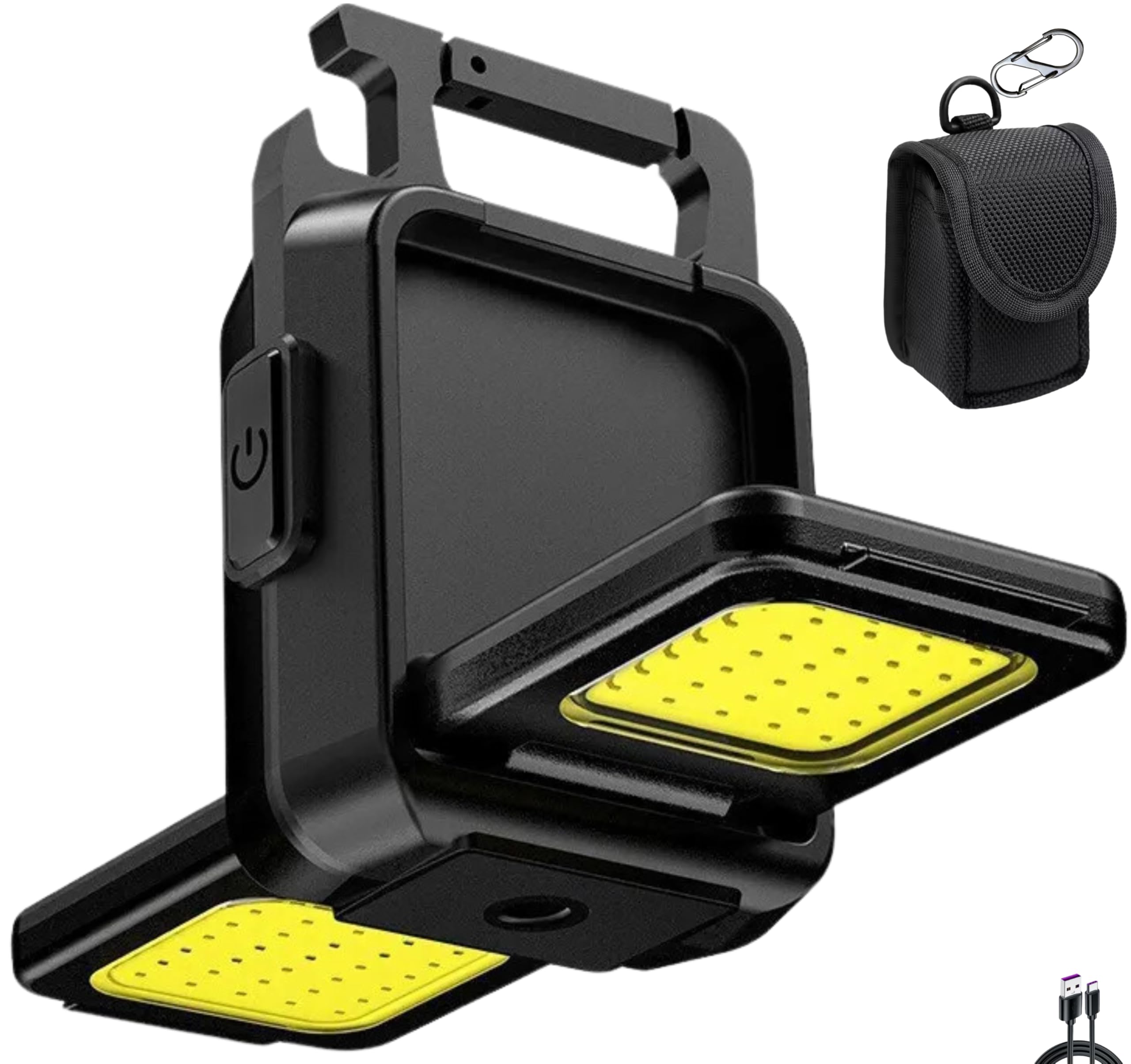 Cob Led Keychain Double Flashlight, Carrier Bag, Hook Carabiner, Pocket Key Chain Light, 6 Mode Super Bright 1000+ Lumen Magnetic Base Bottle Opener Waterproof Portable Torchlight by TradeProvider®