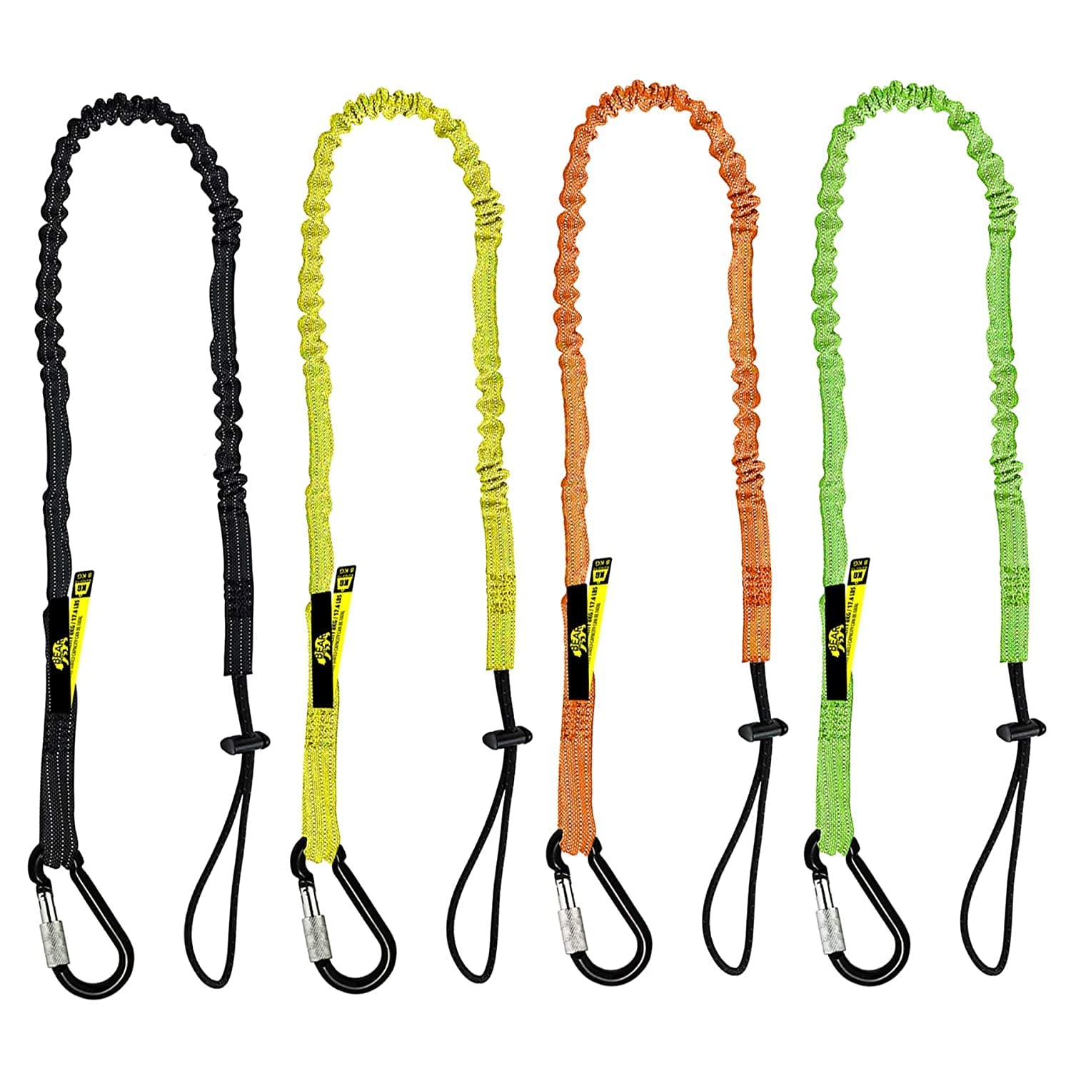 BearTOOLS Screw Lock Safety Lanyard, Multicolour | Max Load 8kg or 17.6lbs, Shock Absorbing | Tool Tether For Working At Height | Suitable for Construction, Scaffolding Work (4-pack)