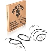 Mofun Cable Kit Fit for Harley Touring Road King/Glide Non-ABS 1999-2007 | Include Clutch Cable, Throttle and Idle Cable Kit and Non-ABS Hydraulic Brake Line, Fit 12"-14" Handlebar, Black