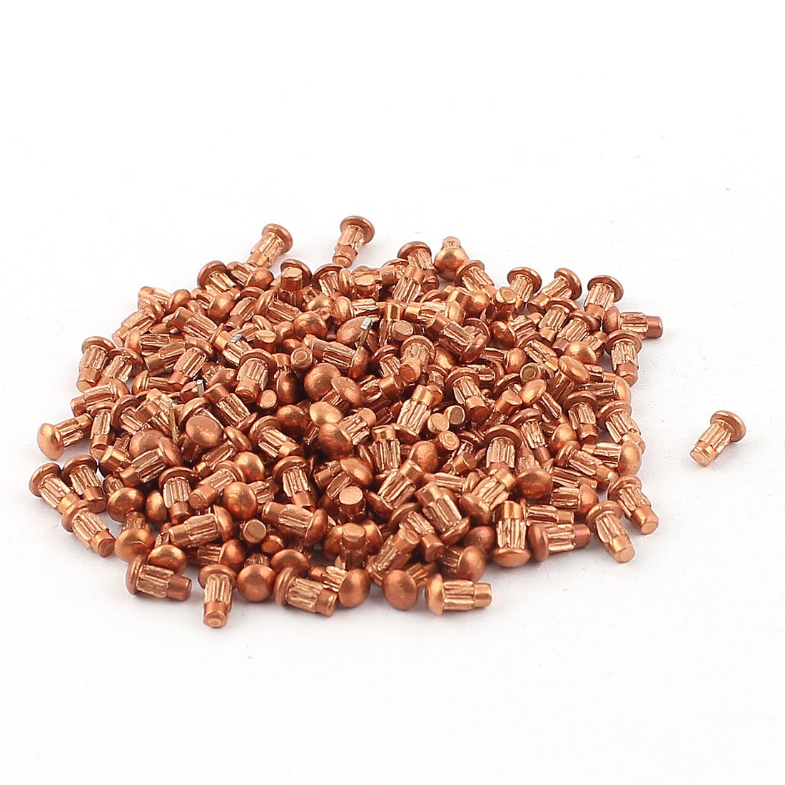 Sourcingmap 200 Pcs 5/64" x 5/32" Copper Round Head Solid Rivets Knurled Shanks