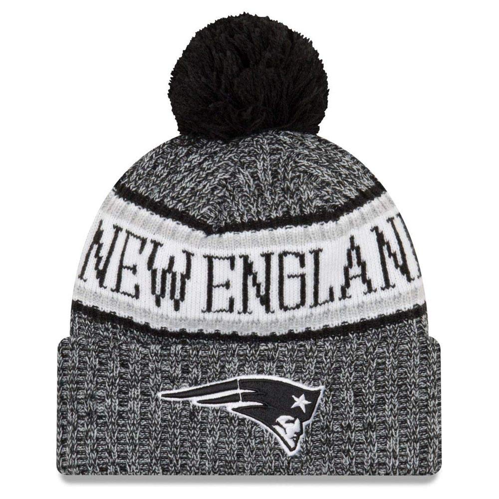 New Era NFL Sideline 2018 Bobble Beanie New England Patriots Black/White