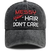 Goyklrb Messy Hair Don't Care Baseball Cap for Women Men, Funny Adjustable Washed Cotton Embroidered Hat