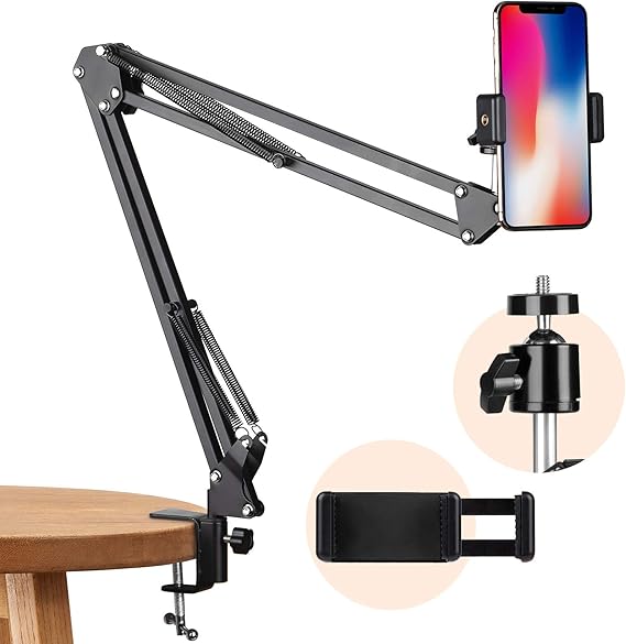 TARION Overhead Tripod Mount Articulating Arm Phone Holder Video cam