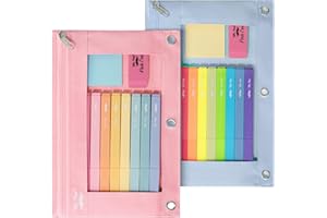 Mr. Pen- Pencil Pouch, 2 Pack, Blue and Pink Pencil Pouches, Pencil Pouch for 3 Ring Binder Pencil Pouch, Pencil Cases, Flat Pencil Case for Binder Pouch, Zipper Pencil Pouch, 3 Ring Binder Pouch