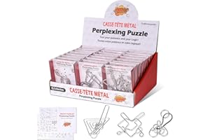Tuauoe Metal Puzzles Brain Teaser, 24pcs Metal Wire Puzzles for Adults Kids Teenagers, Classical Mini Mind Ring Puzzle Set, Educational IQ Unlock Interlocking Toy Lock Puzzle Gift Set