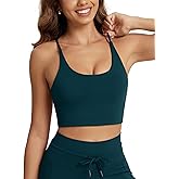 ODODOS Halter Sports Bra for Women Non Padded Strappy Cropped Tops Workout Yoga Crop