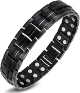 Jeracol Magnetic Bracelet Men Titanium Steel Double Row 44 Magnets Gift Box