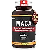 Herba Organic Black Maca Root for Men 3500mg – 180 Capsules | Sourced from Peru | 10:1 Extract with Black Pepper | Premium Bl