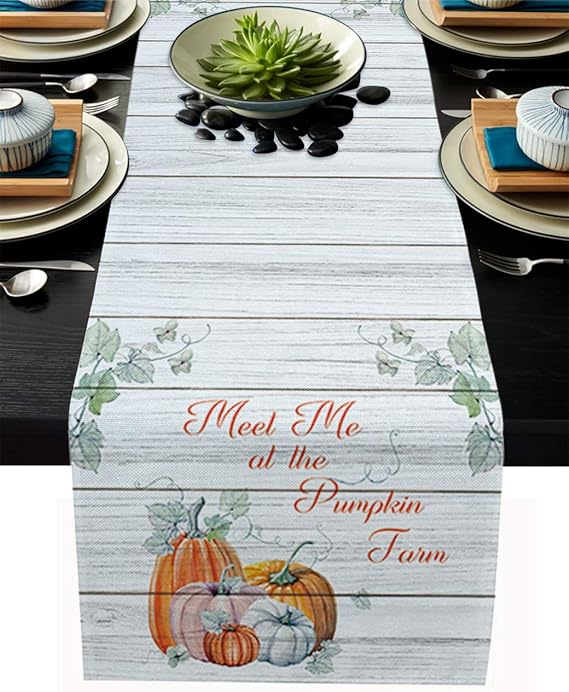 Amazon.com: Cotton Linen Table Runner, Thanksgiving Orange ...