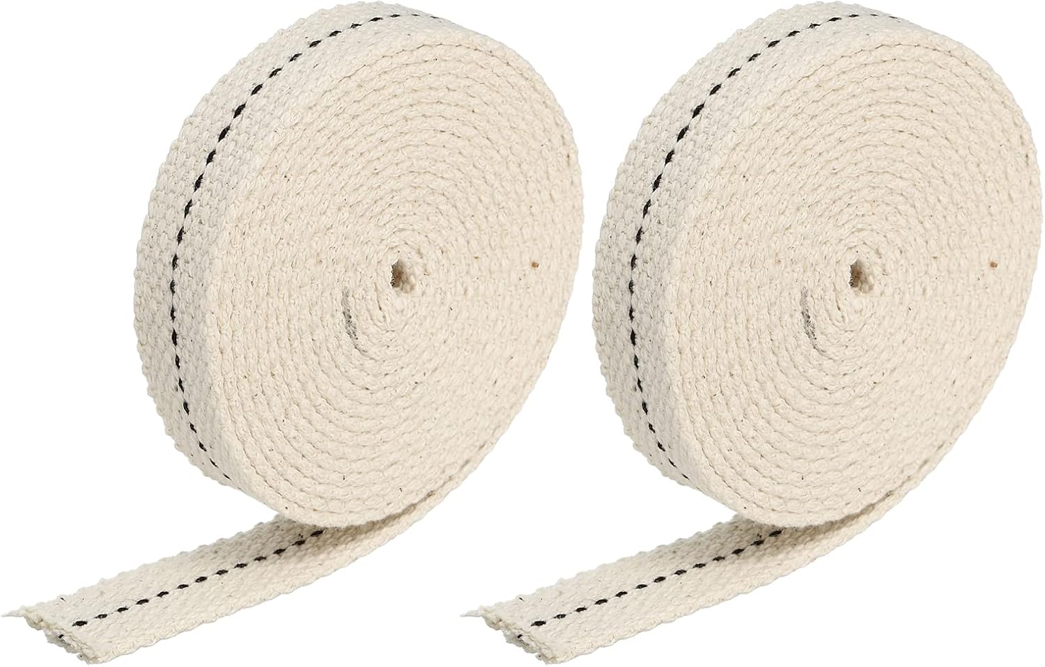 Oil Lamps & Accessories - MECCANIXITY Oil Lamp Wick 5/8 Inch Flat Wide 6.5 Foot Cotton Lanterns Wick with Black Stitch for Kerosene Burner Lighting, 2 Roll