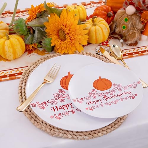 WELLIFE 60 Pcs Thanksgiving Plastic Plates, Thankgiving Plates