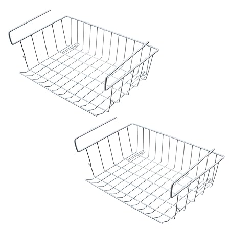 Zmoon unter Regal Ablagekorb, 2 Stück Unter Schrank Lagerung Drahtkorb Organizer Fit Dual Haken für Küche Speisekammer Schrei