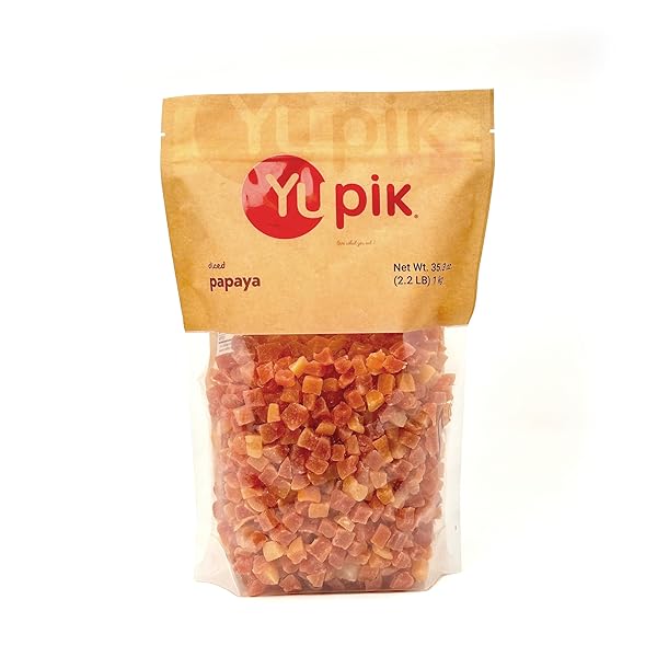 YUPIK DRIED PAPAYA, DICED, 2.2 LB, GLUTEN-FREE, VEGAN, KOSHER, SWEETENED TROPICAL DRIED FRUITS, CUBED PAPAYA PIECES, NO ADDED SULPHITES, FRUITY SNACKS, IDEAL FOR BAKING, TOPPING & INCLUSIONS