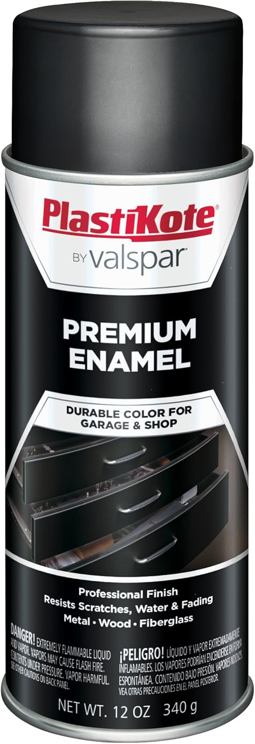 PlastiKote T8 General Purpose Satin Black Premium Enamel 12 Oz. Automotive