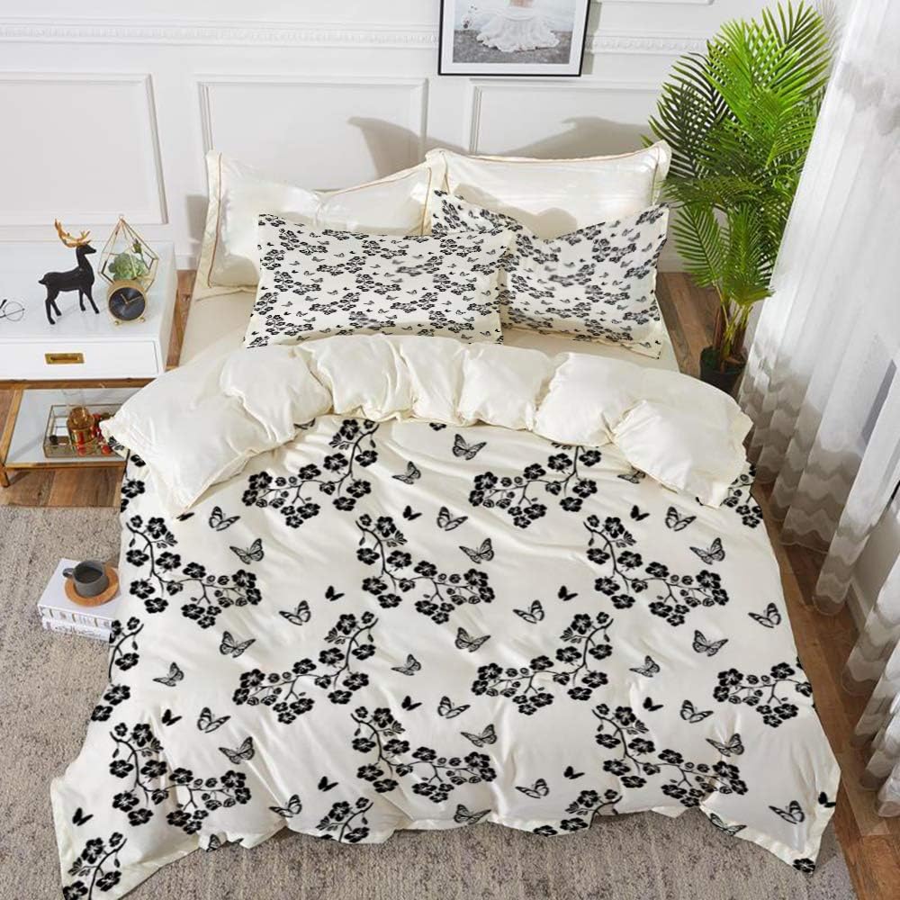 bedding Duvet Cover Set ,Butterfly,Japanese Inspired Monochrome