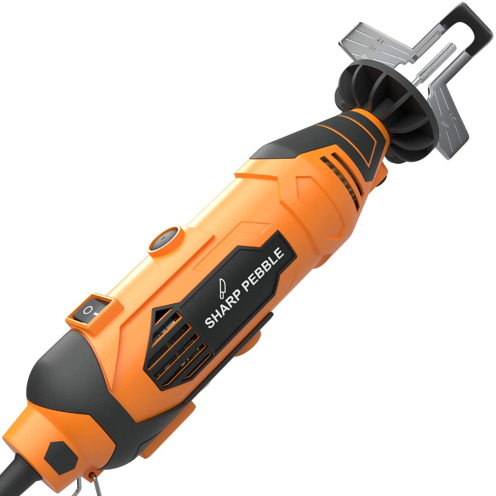 Photo 1 of Sharp Pebble Electric Chainsaw Sharpener Kit - Comes with Chain Saw Sharpener Tool, 4 File Size Diamond Sharpening Wheels, Angle Attachment, Wrench & eBook.