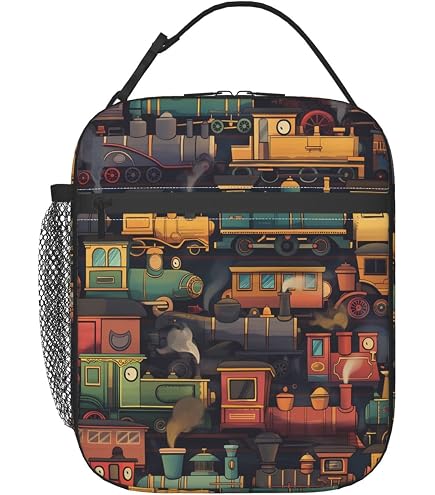 Vintage Train Insulated Lunch Bag - Reusable Thermal Cooler Bag With Shoulder Strap For School, Work, Travel - View #5