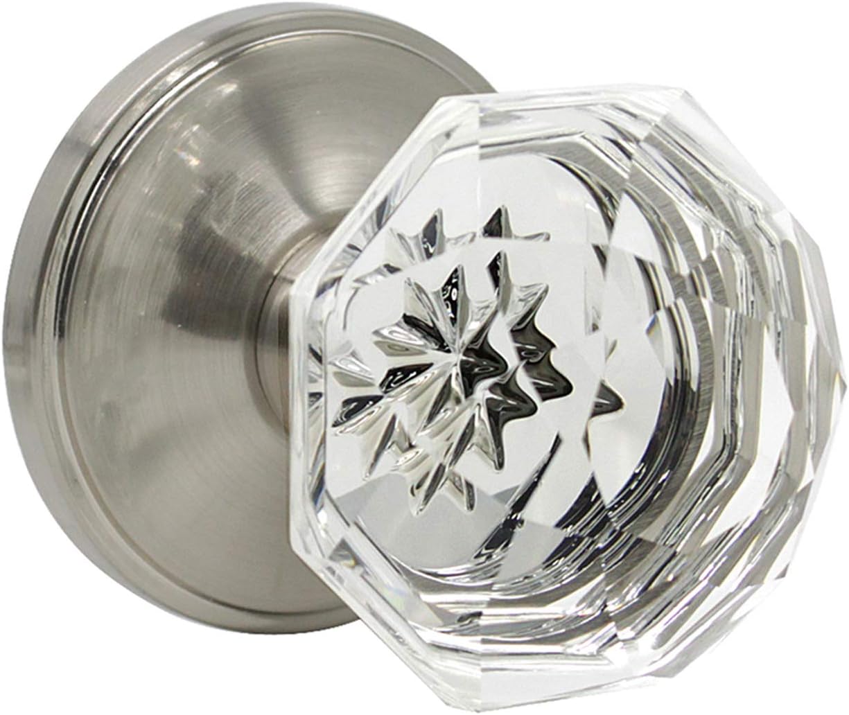 1 Pack Crystal Clear Glass Door Knobs In Diamond Shape Passage