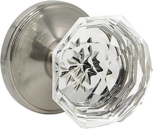 1 Pack Crystal Clear Glass Door Knobs In Diamond Shape Passage