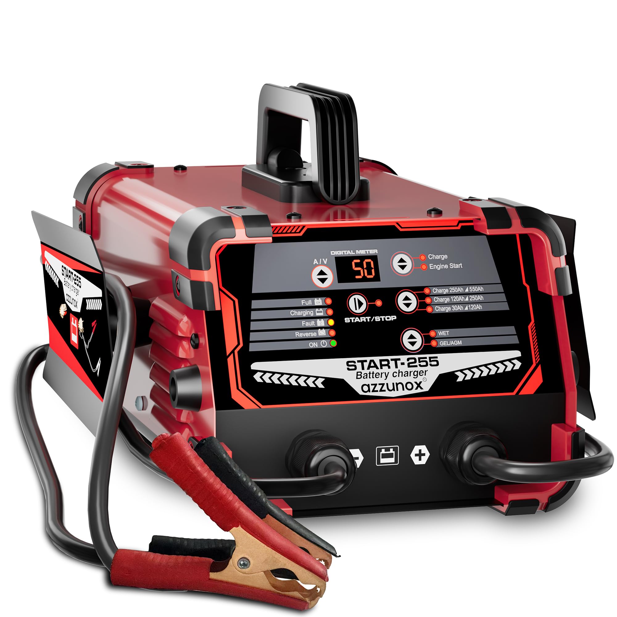 Photo 1 of 12V 24V Car Battery Charger & Engine Starter, 0-50A Automatic Battery Maintainer, 250 Cranking Amps, Jump Starter & Smart Trickle Charger, for Standard, AGM, Gel & Deep-Cycle Batteries