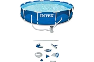 Intex 12' x 30" Metal Frame Swimming Pool w/ Filter Pump & Pool Maintenance Kit