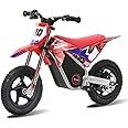 OLALA Electric Dirt Bike for Kids Aged 3-7, 200W Racing Grade Electric Motorcycle, Up to 8MPH & 2 Speed Settings, Safe Disc Brakes, 12'' Off-Road Knobby Tires, Red
