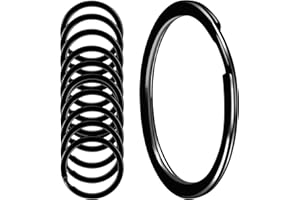 RAINSPIRE 10PSC Upgraded Thickened Rustproof 304 Stainless Steel Key Rings 1 Inch/25mm for Car Keys DIY Durable for Outdoor Use, Black