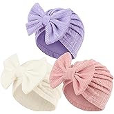 AQOKKA Newborn Baby Girl Hats with Bow Toddler Infant Beanie Cap Newborn Hospital Hats for Baby Girl Kid 0-12 Months