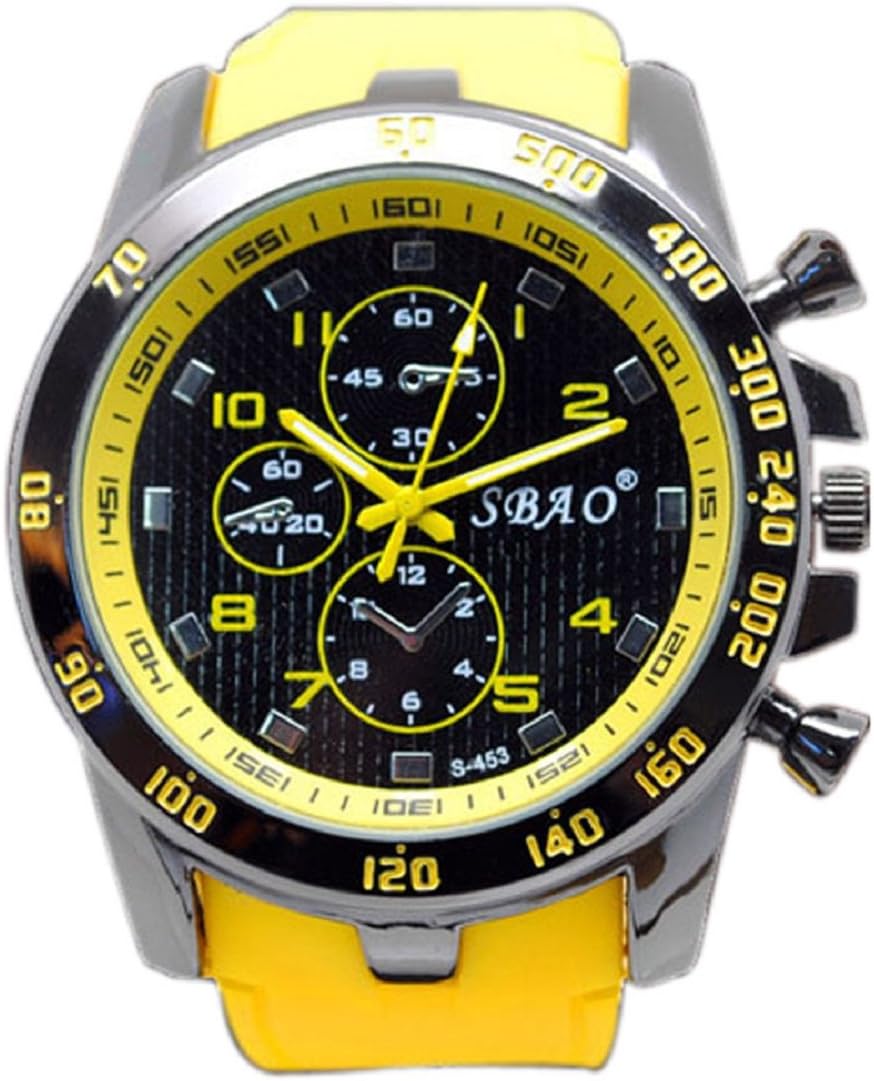 Mokingtop Luxury Sport Analog Quartz Modern Men's Fashion Wrist Watches Yellow
