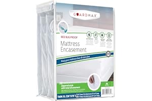 Guardmax Zippered Mattress Encasement - Twin XL - 100% Waterproof and Bed Bug Proof Mattress Protector - 6 Sided Absorbent Mattress Cover - Bed Sheet is Soft, Breathable, and Hypoallergenic.