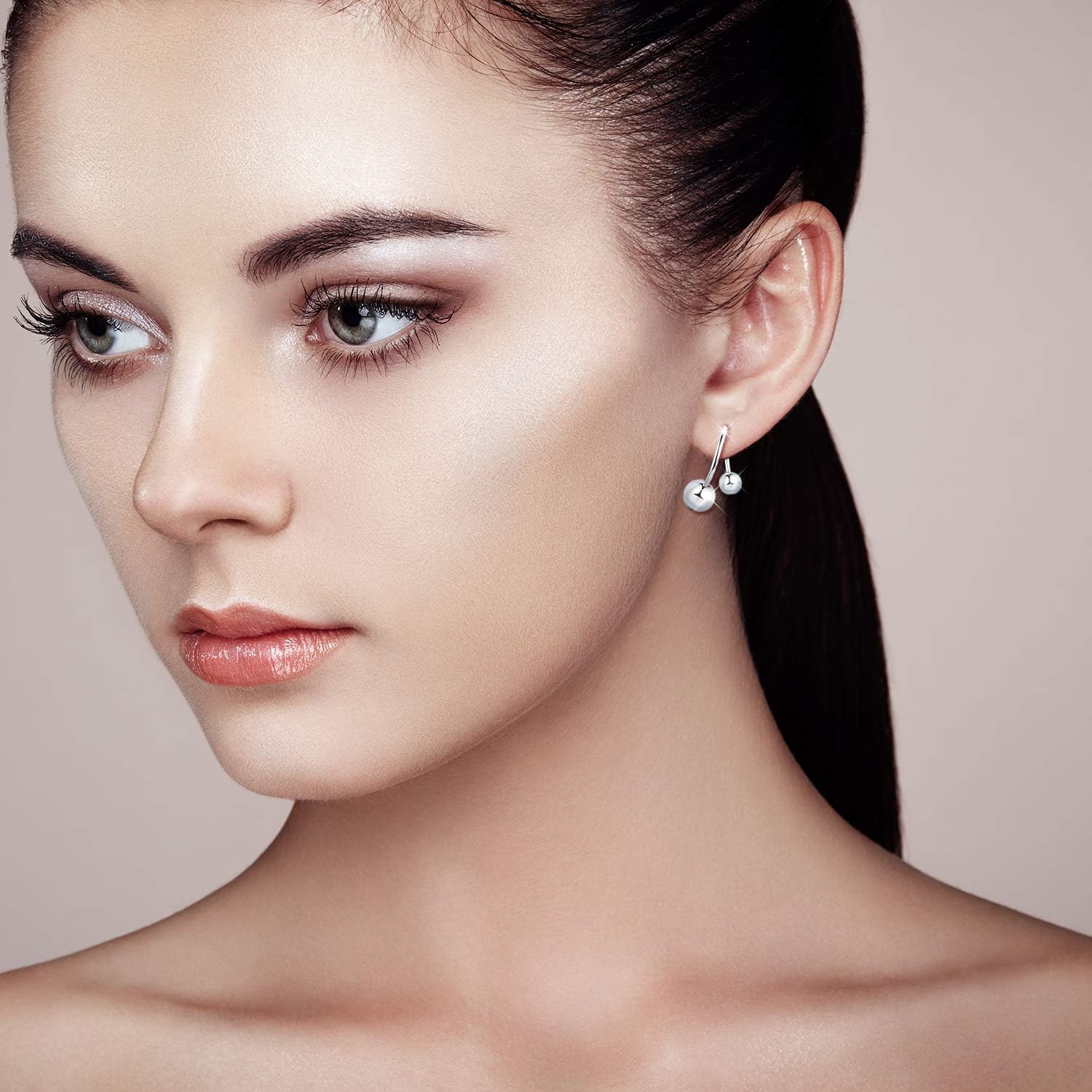 Yumilok Jewelry 925 Sterling Silver Rose Gold Plated Spiral Balls Hoops Screw Back Earring for Women/Ladies/Girls - Image 5