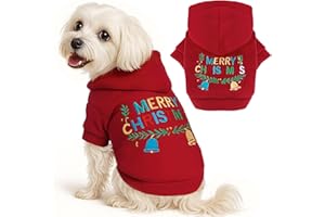 ABRRLO Small Dog Hoodie Clothes Red Christmas Dog Outfit Warm Fleece Dogs Sweater for Small Dogs Cat Boy Girl Cute Puppy Sweatshirt with Leash D Ring Xmas Doggy Costume Chihuahua Yorkie Shihtzu(Red,S)