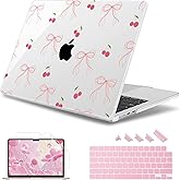 May Chen Compatible with M4 MacBook Air 15 inch Case 2025 2024 2023 A3241 A3114 M3 A2941 M2 with Liquid Retina Display & Touch ID, Plastic Hard Shell with Keyboard Cover - Bow