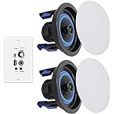 Herdio 4 Inch Bluetooth Ceiling Speakers 160W Flush Mount in Wall Amplifier Receiver Suitable for Indoor Home & Covered Outdoor Porch (Pairs)