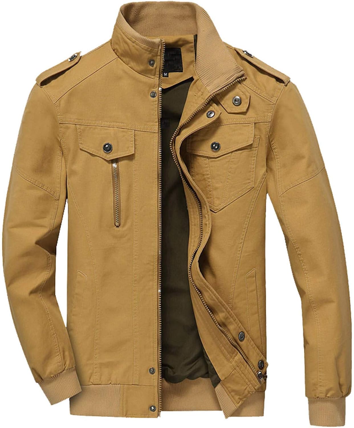 Men's Winter Cotton Cargo Jackets Windbreaker Fleece Lined Coat Stand