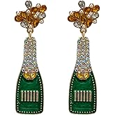Champagne Earrings for Women Beaded Champagne Bottle Earrings Fashion Jewelry for Women Wedding Birthday Party Gifts