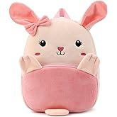 BEFUNIRISE Toddler Backpack for Boys and Girls, Cute Animal Cartoon Mini Backpack Little For Kids 2-6 Years (Pink Bunny-H)