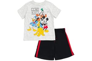 Disney Mickey Mouse Donald Duck Goofy Pluto Baby T-Shirt and Mesh Shorts Outfit Set Infant to Little Kid