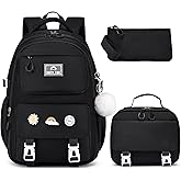 MOMUVO School Backpack Set for Girls,3pcs Bookbag with Lunch Box Pencil Case Kids School Bag Set