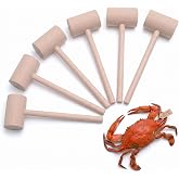 6 Pcs Wooden Crab Lobster Mallets Seafood Hammers, Solid Natural Beechwood