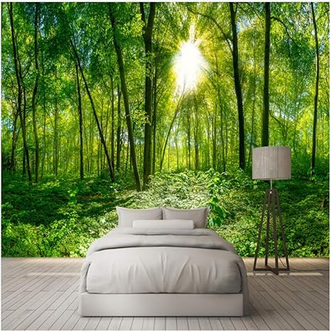 Amazon Co Jp 壁飾り画 写真の壁紙スペース緑の森の木の自然風景リビングルームの大きな壁画壁紙リビングルームのモダンな装飾 0x140cm ホーム キッチン