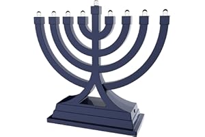 ZION JUDAICA LTD Zion Judaica Mini LED Hanukkah Menorah Battery or USB Operated - Multiple Light Settings On The Go Hanukkiah for Chanukah Decorations (Blue)